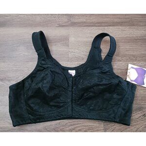 New Comfort Choice Black 38D Posture Support Bra Wire Free Unlined Front Close